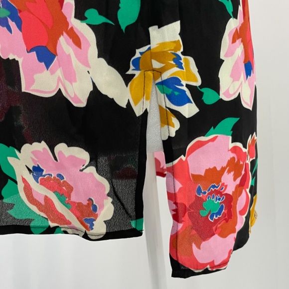 Who What Wear Floral Print Sleeveless Blouse Tank Top Black Multi Size Small - Picture 8 of 15